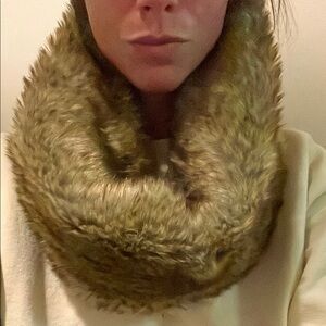 Faux Fur Infinity Scarf - Brown